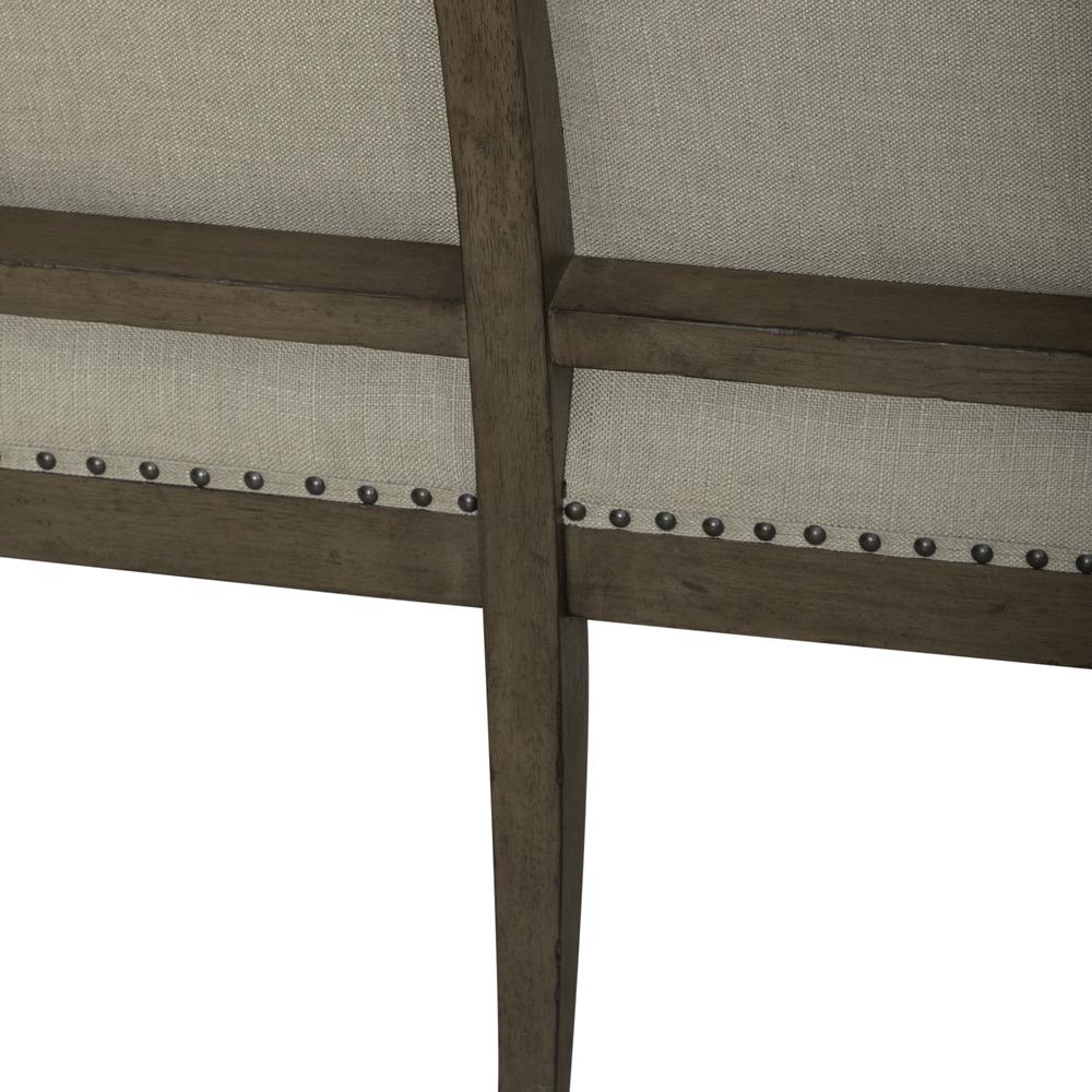 Americana Farmhouse Upholstered Shelter Dining Bench in Dusty Taupe