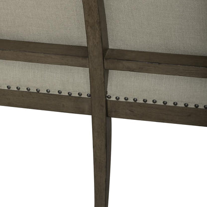 Americana Farmhouse Upholstered Shelter Dining Bench in Dusty Taupe