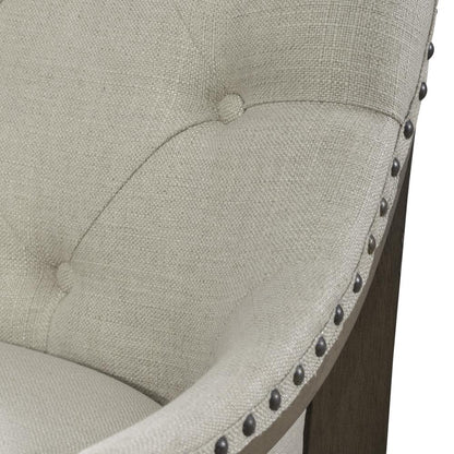 Americana Farmhouse Upholstered Shelter Dining Bench in Dusty Taupe