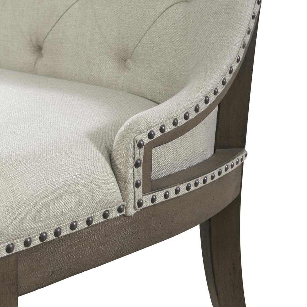 Americana Farmhouse Upholstered Shelter Dining Bench in Dusty Taupe