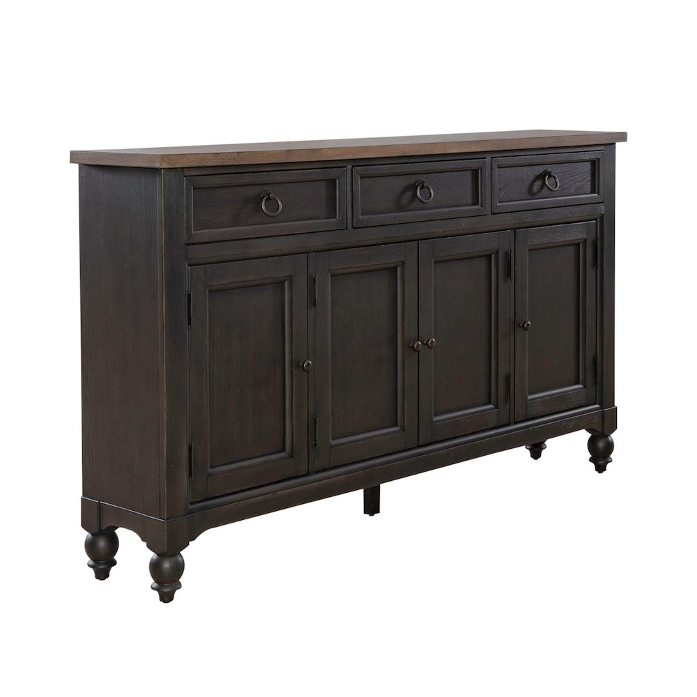 Americana Farmhouse Hall Buffet- Black in Dusty Taupe