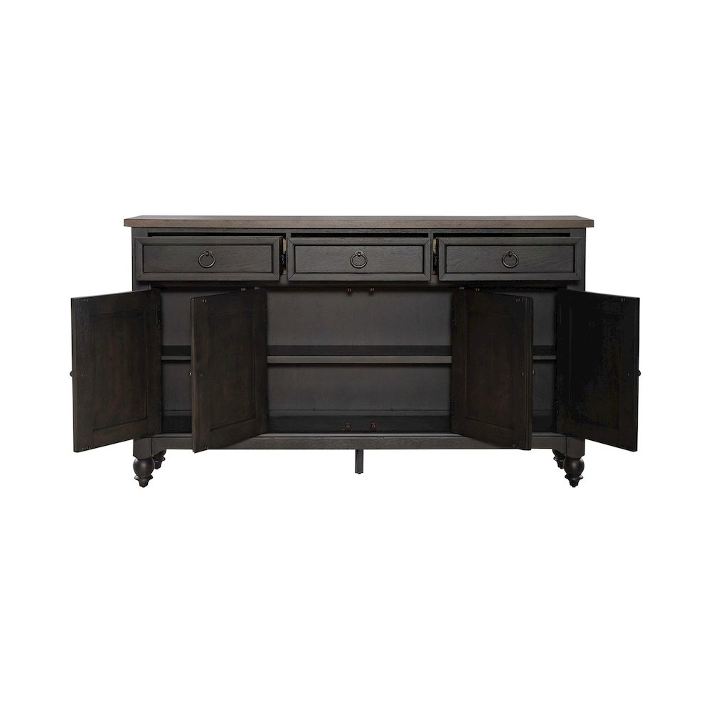 Americana Farmhouse Hall Buffet- Black in Dusty Taupe