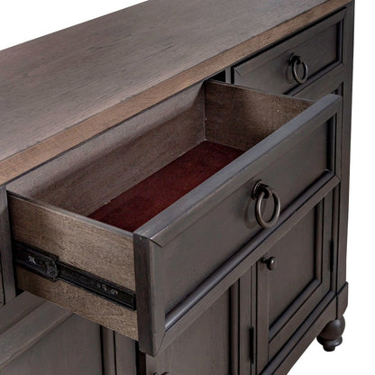 Americana Farmhouse Hall Buffet- Black in Dusty Taupe