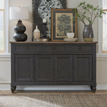 Americana Farmhouse Hall Buffet- Black in Dusty Taupe