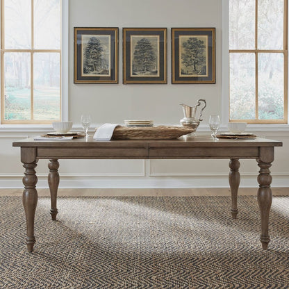 Americana Farmhouse Rectangular Leg Table 18" Self Storing Leaf - Dusty Taupe