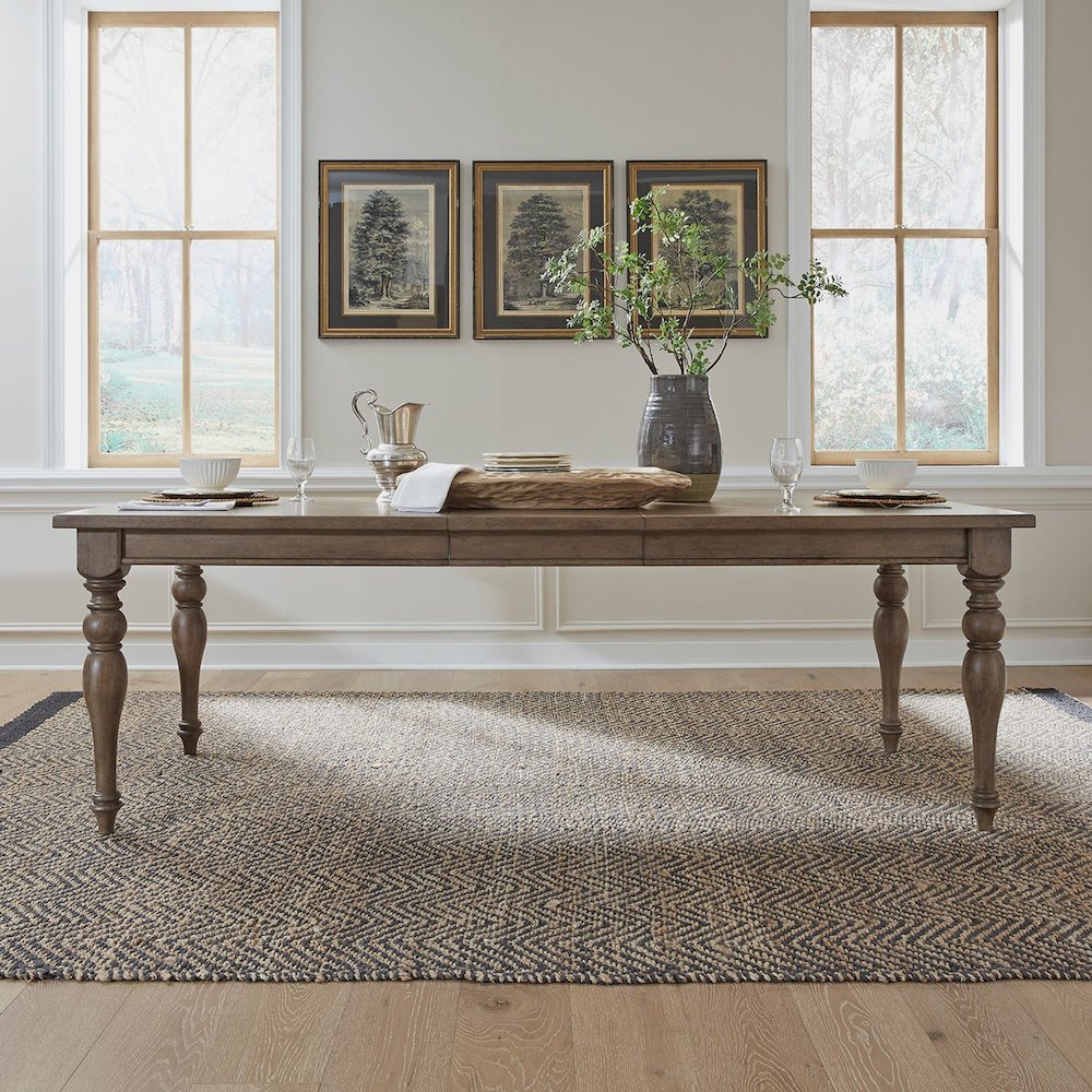 Americana Farmhouse Rectangular Leg Table 18" Self Storing Leaf - Dusty Taupe