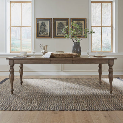 Americana Farmhouse Rectangular Leg Table 18" Self Storing Leaf - Dusty Taupe