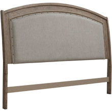 Avalon Queen Upholstered Headboard with Oak Wood Frame  - Burnished Beige