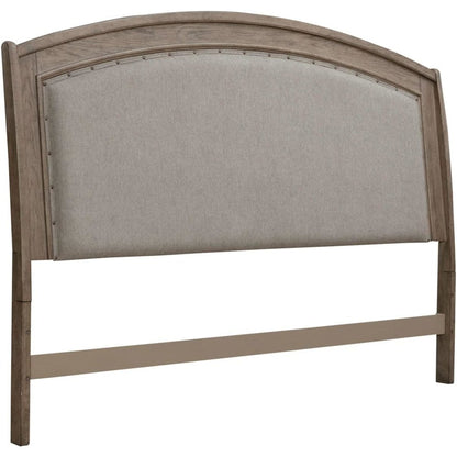 Avalon Queen Upholstered Headboard with Oak Wood Frame  - Burnished Beige