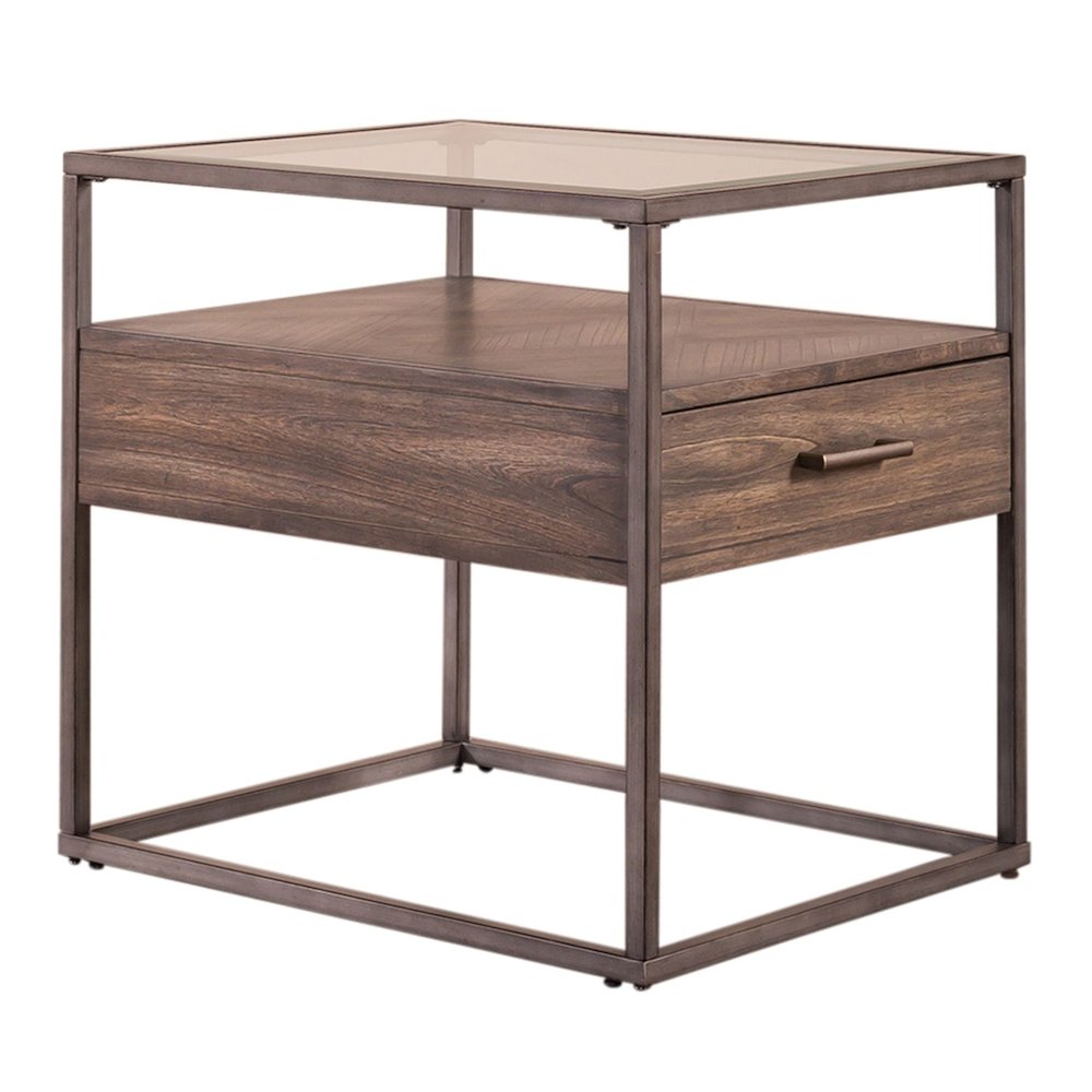 Jamestown Glass Top 3 Piece Set - Cocktail Table, 2 End Tables - Tobacco