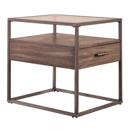 Jamestown Glass Top 3 Piece Set - Cocktail Table, 2 End Tables - Tobacco