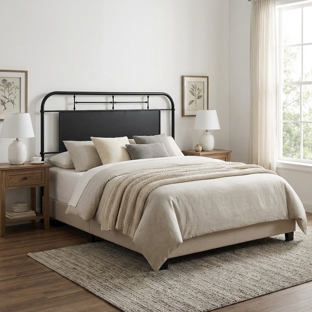 Distressed Metal Headboard King Size Vintage Metal Frame Design