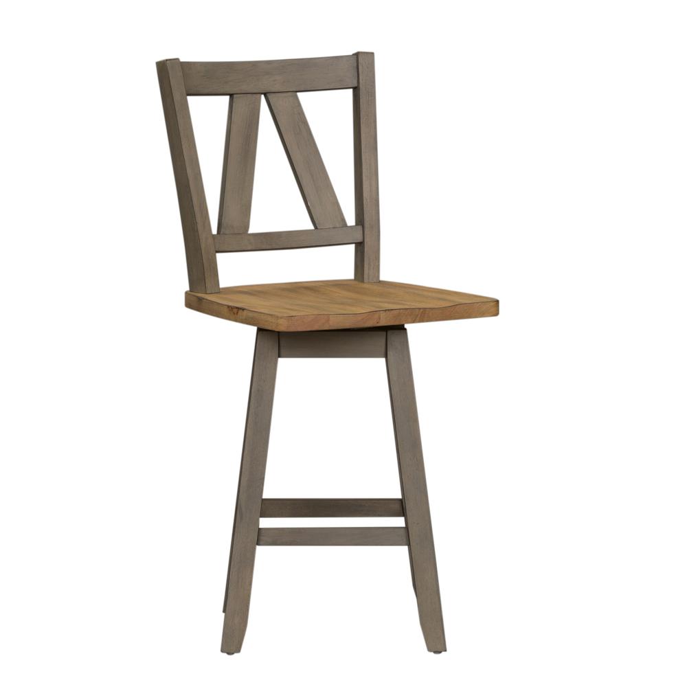 Lindsey Farm Counter Height Swivel Chair (RTA)-Set of 2 in Gray