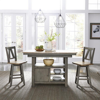Lindsey Farm Counter Height Swivel Chair (RTA)-Set of 2 in Gray