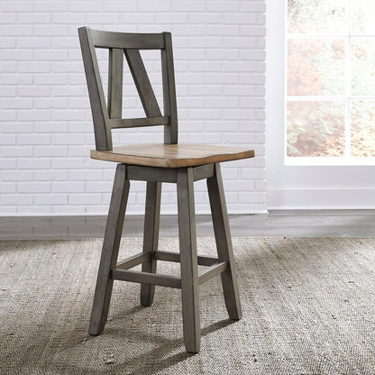 Lindsey Farm Counter Height Swivel Chair (RTA) in Gray
