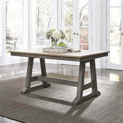 Lindsey Farm 5 Piece Trestle Table Set in Gray
