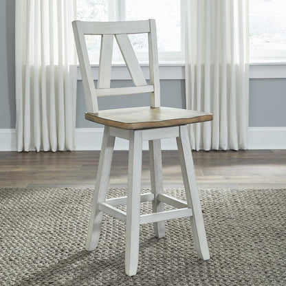 Counter Height Swivel Chair (RTA) - Set of 2 Farmhouse White