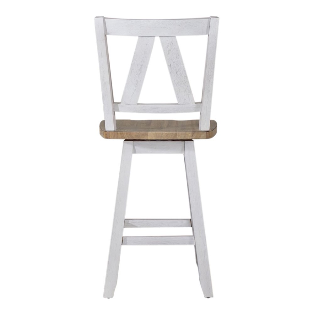 Counter Height Swivel Chair (RTA) - Set of 2 Farmhouse White