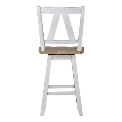 Counter Height Swivel Chair (RTA) - Set of 2 Farmhouse White