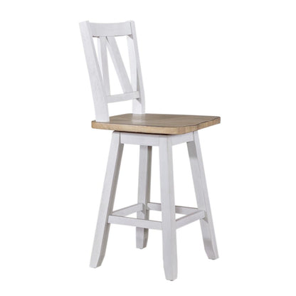 Counter Height Swivel Chair (RTA) - Set of 2 Farmhouse White