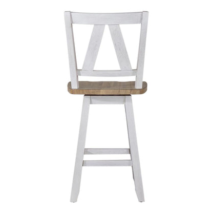 Counter Height Swivel Chair (RTA) - Set of 2 Farmhouse White