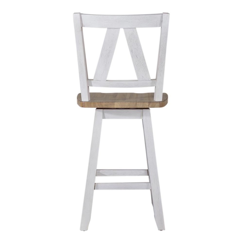 Counter Height Swivel Chair (RTA) - Set of 2 Farmhouse White