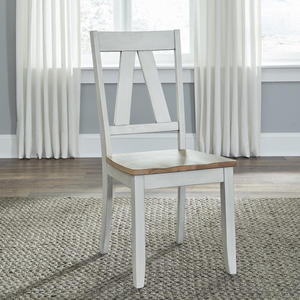 Splat Back Side Chair (RTA) - Set of 2 Farmhouse White in Weathered White