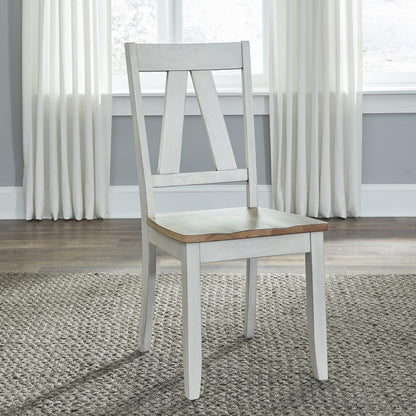 Splat Back Side Chair (RTA) - Set of 2 Farmhouse White in Weathered White