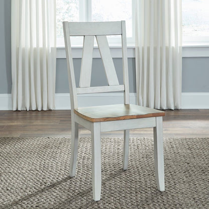 Splat Back Side Chair (RTA) - Set of 2 Farmhouse White in Weathered White