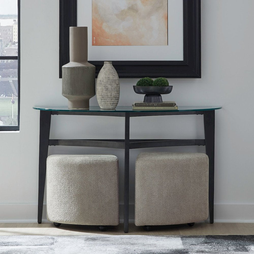Capri Accent Chair Upholstered Ottoman 2 Pack with Casters  - Taupe Brown