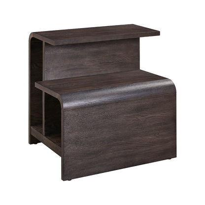 Living Room End Table Transitional Rounded Waterfall Edge - Espresso Oak Wood