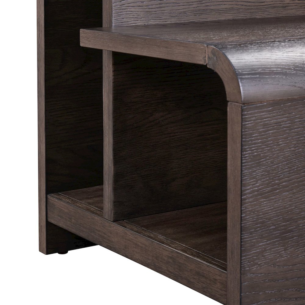Living Room End Table Transitional Rounded Waterfall Edge - Espresso Oak Wood