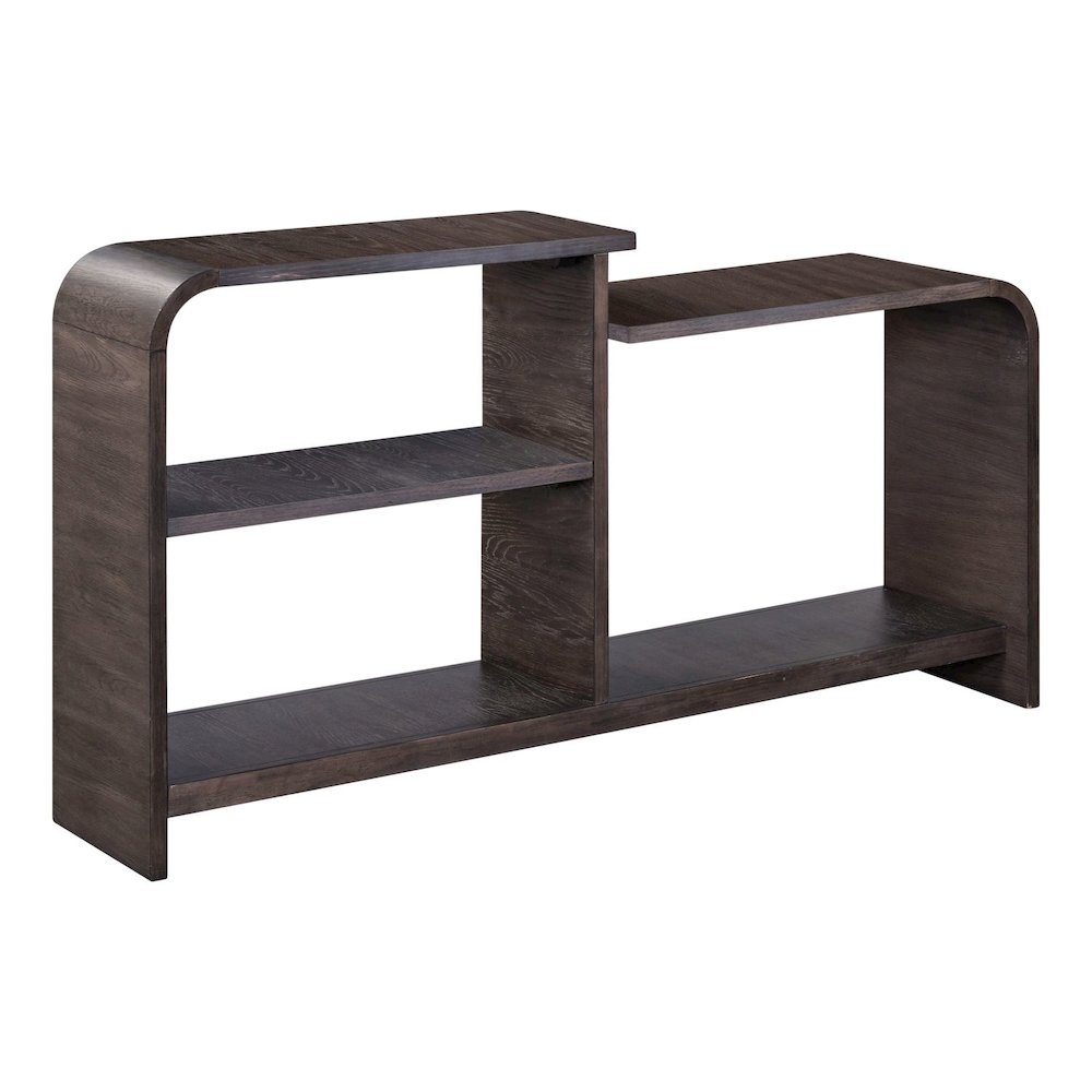 Living Room Sofa Table Rounded Waterfall Edge Design - Espresso Oak Wood