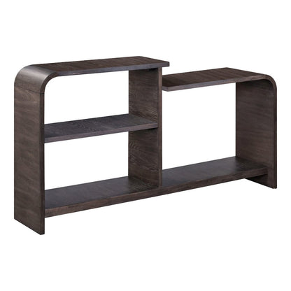 Living Room Sofa Table Rounded Waterfall Edge Design - Espresso Oak Wood