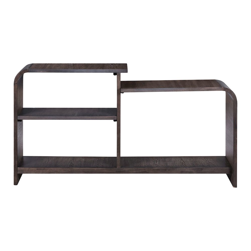 Living Room Sofa Table Rounded Waterfall Edge Design - Espresso Oak Wood