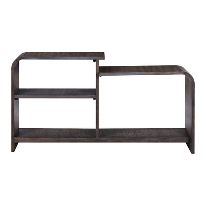 Living Room Sofa Table Rounded Waterfall Edge Design - Espresso Oak Wood