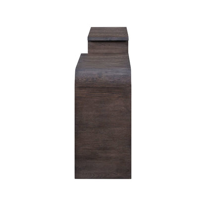 Living Room Sofa Table Rounded Waterfall Edge Design - Espresso Oak Wood