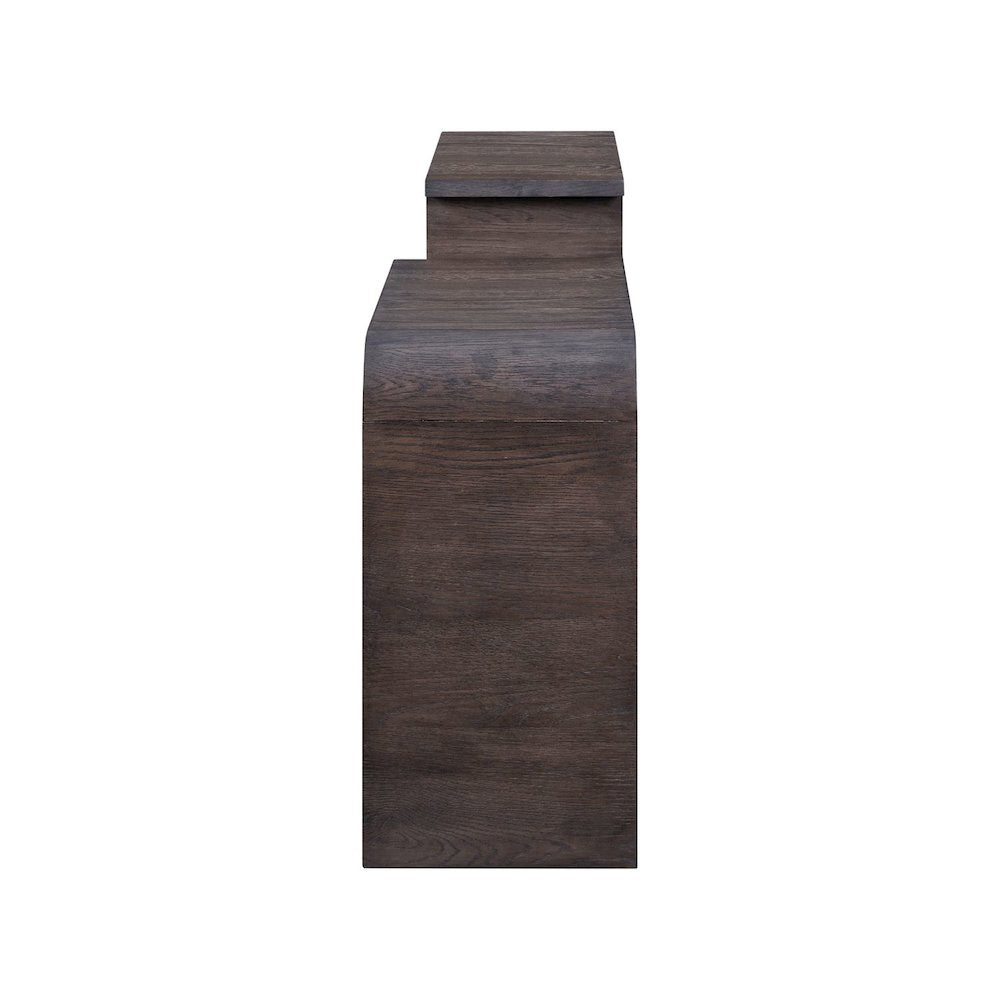 Living Room Sofa Table Rounded Waterfall Edge Design - Espresso Oak Wood