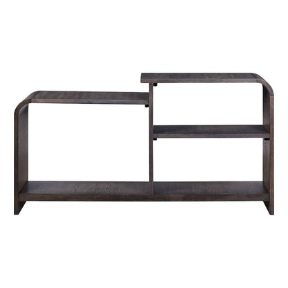 Living Room Sofa Table Rounded Waterfall Edge Design - Espresso Oak Wood
