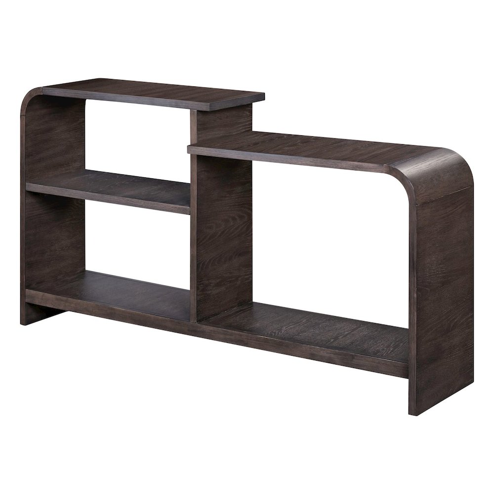 Living Room Sofa Table Rounded Waterfall Edge Design - Espresso Oak Wood