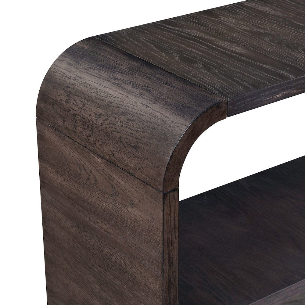 Living Room Sofa Table Rounded Waterfall Edge Design - Espresso Oak Wood