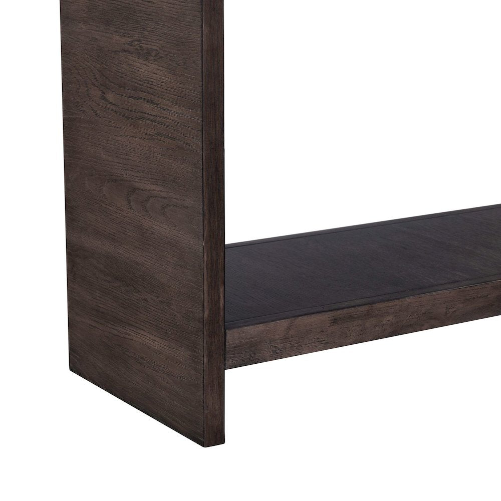 Living Room Sofa Table Rounded Waterfall Edge Design - Espresso Oak Wood