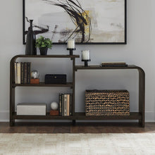 Living Room Sofa Table Rounded Waterfall Edge Design - Espresso Oak Wood