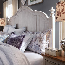 Farmhouse Reimagined King Poster Headboard in Antique White w/ Chestnut Top