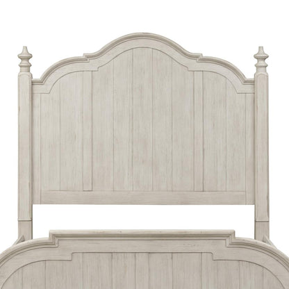 Farmhouse Reimagined King Poster Headboard in Antique White w/ Chestnut Top