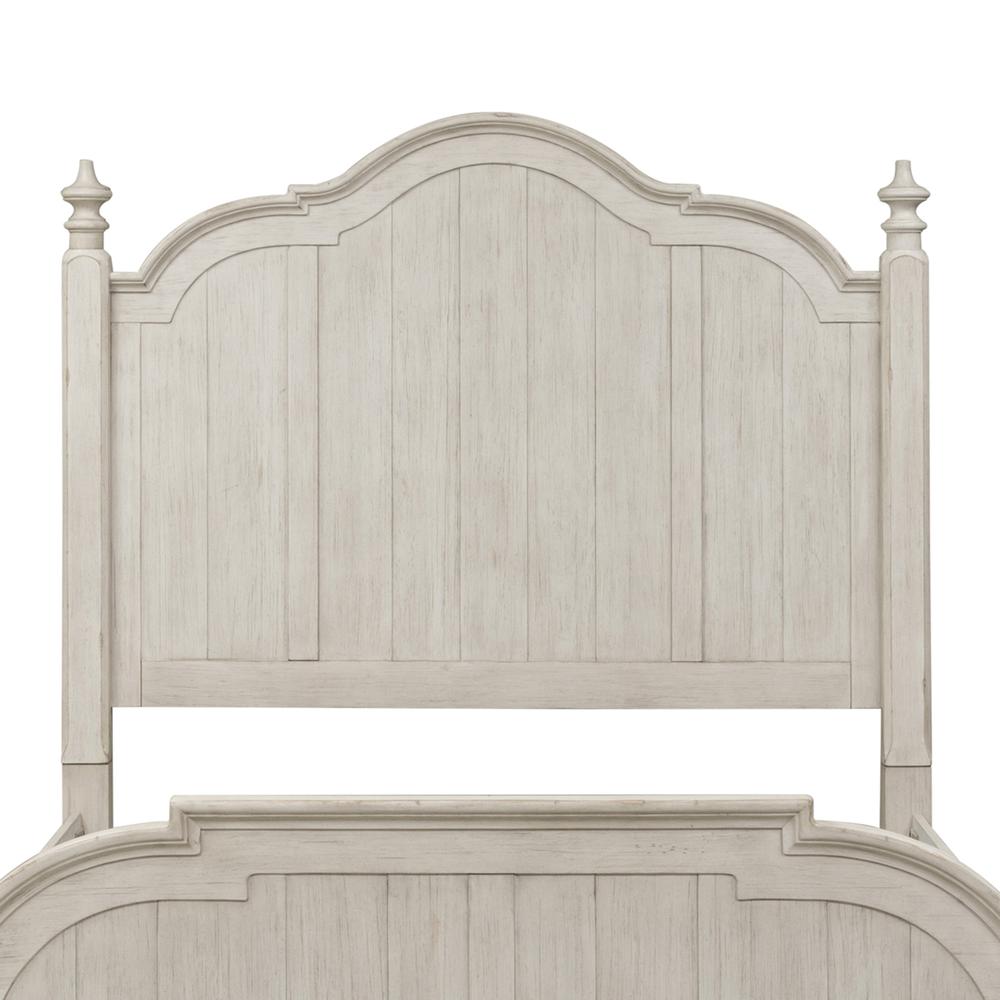 Farmhouse Reimagined King Poster Headboard in Antique White w/ Chestnut Top