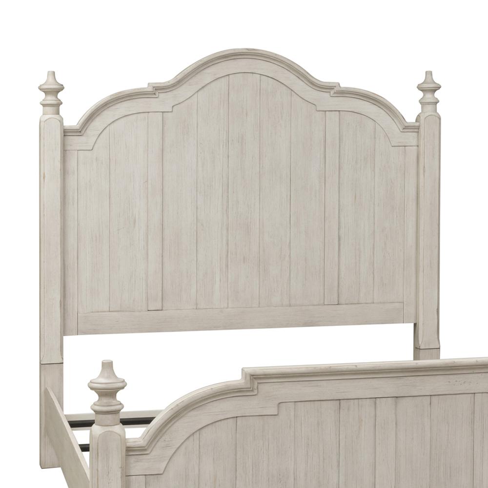 Farmhouse Reimagined King Poster Headboard in Antique White w/ Chestnut Top