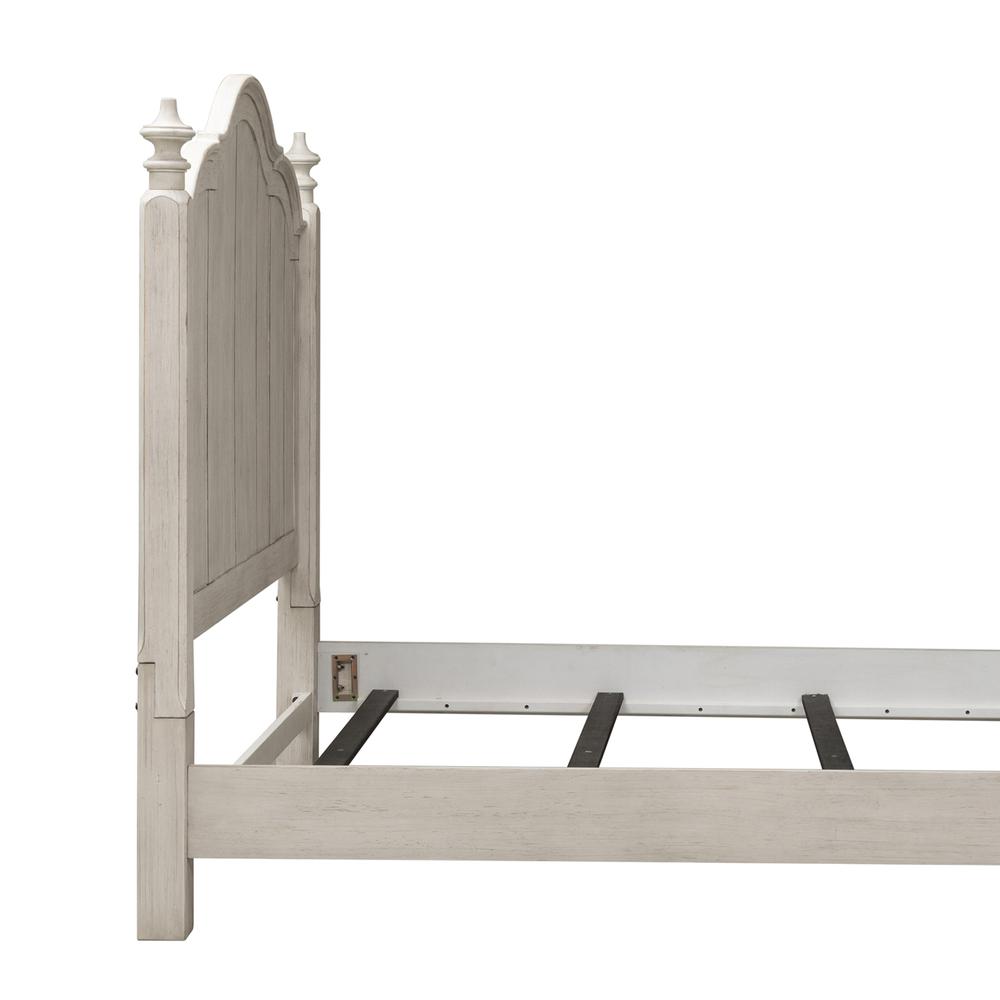 Farmhouse Reimagined King Poster Headboard in Antique White w/ Chestnut Top