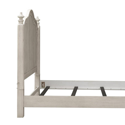 Farmhouse Reimagined King Poster Headboard in Antique White w/ Chestnut Top