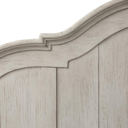 Farmhouse Reimagined King Poster Headboard in Antique White w/ Chestnut Top